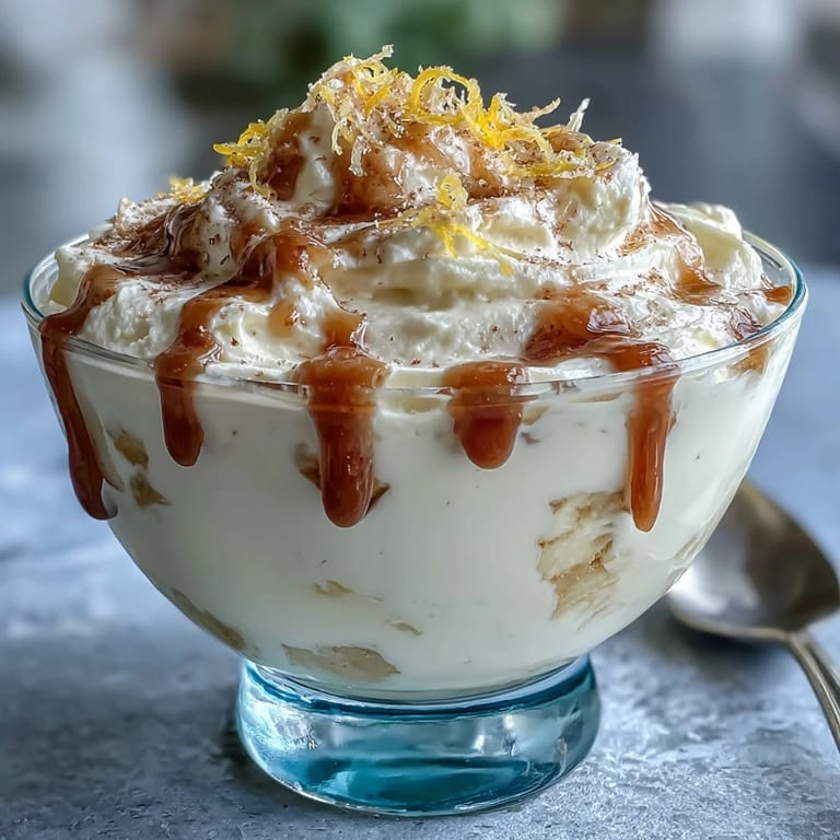 Elegant individual tiramisu cups bursting with limoncello flavor, topped with lemon zest and white chocolate curls.