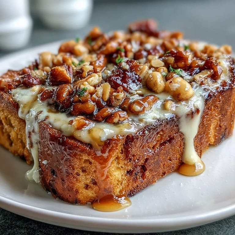 2. Traditional Capirotada Mexicana features golden toasted bread soaked in cinnamon-spiced syrup, topped with dried fruits and shredded cheese.