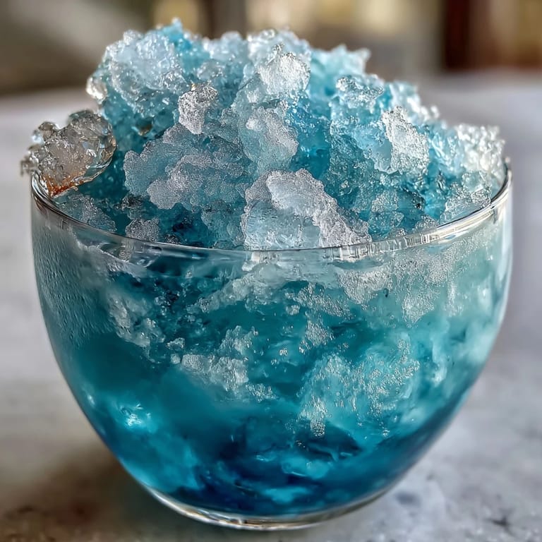 A refreshing Blue Raspberry Lemonade Slushie served in chilled glasses, topped with fresh lemon slices and mint for a festive summer treat.