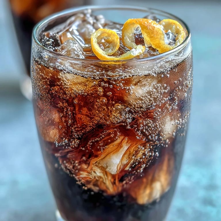 Vibrant cold brew coffee tonic with orange zest, perfect for a summer pick-me-up.