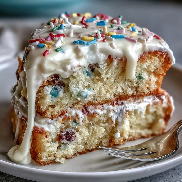 Deliciously moist Spring Birthday Party Funfetti Dip Cake, ready for any celebration.