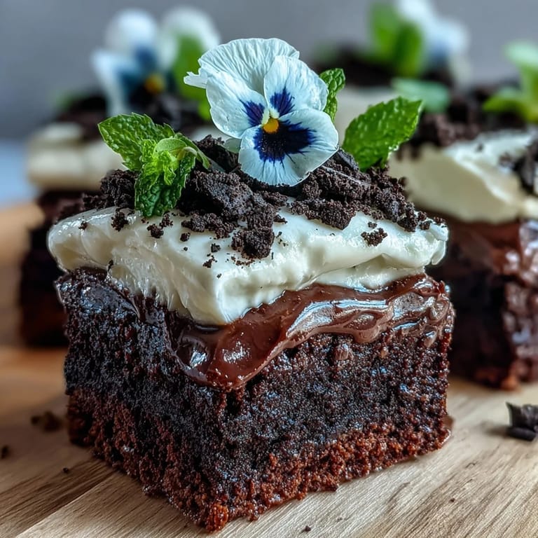 Rich Mother's Day Flower Pot Brownies with Oreo Dirt, nestled in mini pots, perfect for a sweet garden celebration.