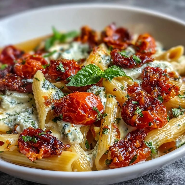 Delicious Mediterranean baked feta pasta, ready for a flavorful weeknight meal.