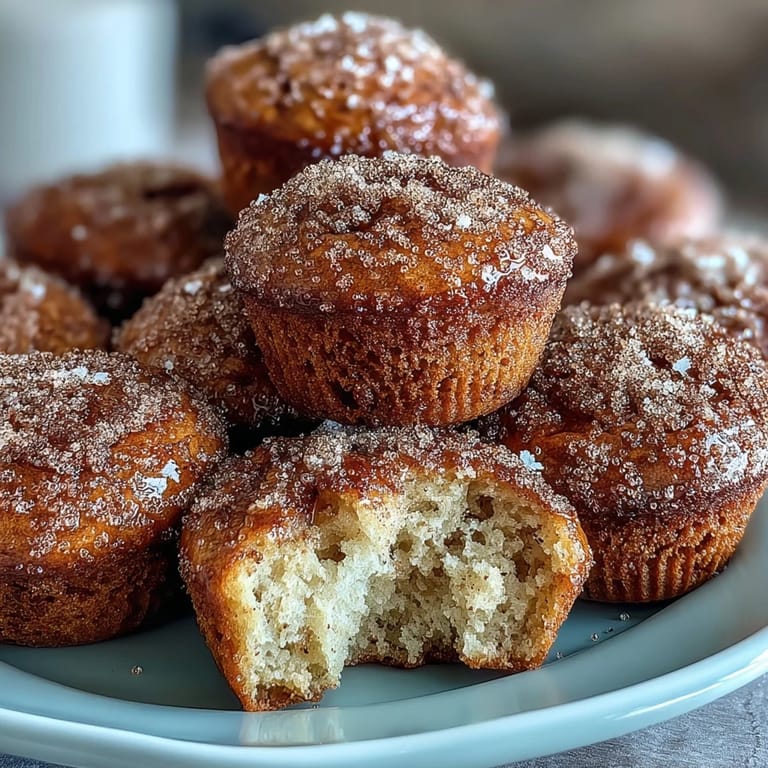 Tender, spiced Apple Cider Donut Muffins baked to a golden perfection for fall.