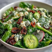 Spring Dinner Party Lemon Vinaigrette Salad with Radishes: Crisp greens and peppery radishes tossed in a bright, zesty lemon dressing for a refreshing, elegant dish.