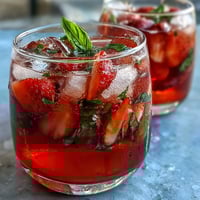 A vibrant pitcher of strawberry basil lemonade mocktail with fresh strawberries and basil leaves, perfect for summer parties.