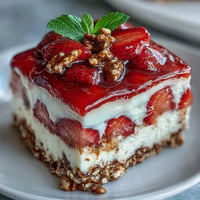Strawberry Pretzel Jello Salad: crunchy crust, creamy filling, vibrant berry topping.
