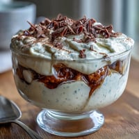 Close-up of a creamy Whipped Cottage Cheese Tiramisu Bowl dessert.