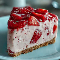 Creamy frozen strawberry lemonade pie with vibrant red berry swirls, perfect for summer.